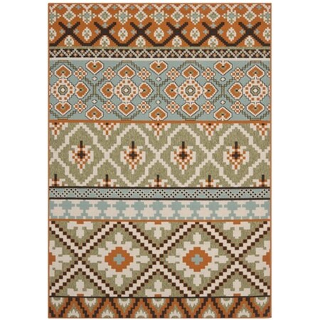 Safavieh Veranda Power Loomed Square Rug- Green - Terracotta- 6 Ft. 7 In. X 6 Ft. 7 In. VER097-0745-7SQ